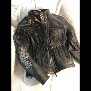 Leather Motorcycle jacket with vents and pads